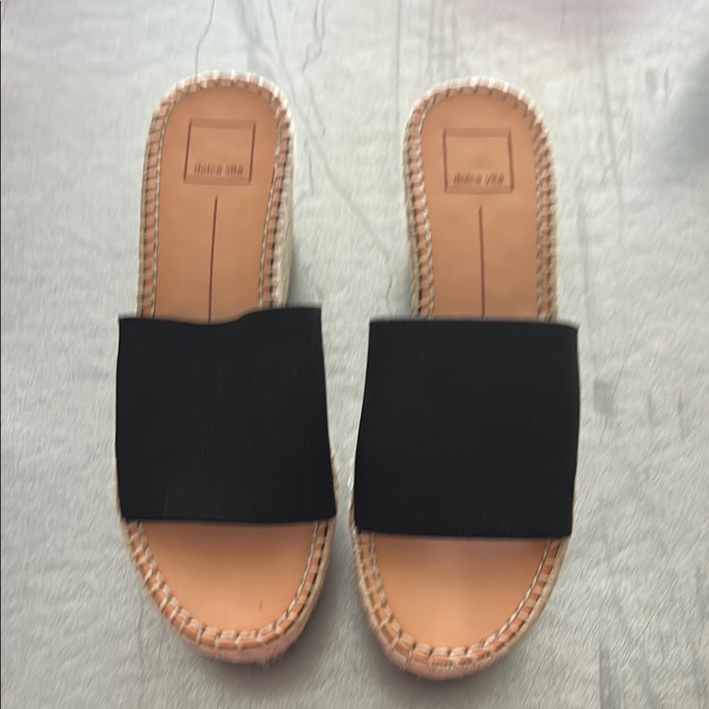 Dolce Vita Black Slide Espadrille Sandals